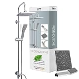 Duschset Edelstahl Duschsystem ohne Armatur, mit Regendusche (176,5 x 176,5 mm) und Handbrause,...