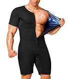 Junlan Saunaanzug für Herren, Ganzkörper-Taillentrainer, Sauna-Shirt für Training, Blau, Medium