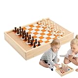 Schachbrett-Set aus Holz, klassische Holzbrettspiele | 5-in-1-Brettspiel aus Holz, Schach,...