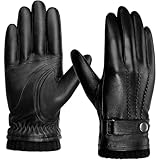 BISON DENIM Schaffell Lederhandschuhe für Herren, Winter Warme Touchscreen Handschuhe mit...