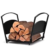 Klappbare Kleine Rustikale Brennholz-Rack-Halterungen, Schwarzer...