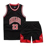 MEEHYRE Little Boys 2-Piece Basketball Training Sleeveless Jersey and Trousers(Schwarz,11 Jahre)