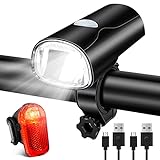 LED Fahrradlicht Set, STVZO Zugelassen Fahrradbeleuchtung Fahrradlampe Wasserdicht und USB-Aufladung...