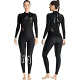 TOVCHEI Damen Neoprenanzug 3MM Einteiliger Langärmeliger Warmer Kältebeständiger Tauchanzug...