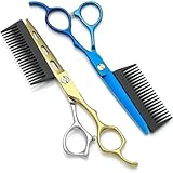 Professionelle Friseurschere mit abnehmbarem Kamm, Edelstahl-Haarschere, 2-in-1 abnehmbare...