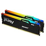 Kingston FURY Beast Schwarz RGB 32GB (2x16GB) 6000MT/s DDR5 CL36 DIMM Desktop Gaming Speicher Kit...