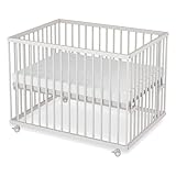 Sämann Laufstall Baby 75x100 cm mit Lattenrost und Matratze SleepPlus | stufenlos höhenverstellbar...