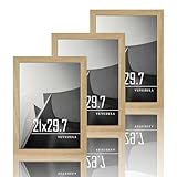 VUVUZULA Bilderrahmen A4 Holzrahmen 21x30cm Holz Fotorahmen MDF Rahmen DIN A4 für Urkunden in Natur...
