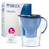 BRITA Wasserfilter Kanne Marella blau (2,4l) inkl. 3x MAXTRA PRO All-in-1 Kartusche – Filter zur...