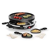 Princess Raclette 6 Grill Party, Für 2–6 Personen, Runde Steingrillplatte Ø30 cm, Gleichmäßige...