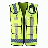 EVepes Sicherheit Atmungsaktive Mesh-Sicherheitsweste mit Taschen und Reflexstreifen, gut sichtbare...