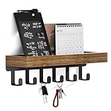 SWTYMIKI Schlüsselbrett mit Holztablett und 6 Haken - Multifunktionales...