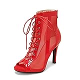 bbruriy Peep Toe Ankle Booties für Frauen Mesh High Heel Stiletto Schnürpumps Mode Kurze Stiefel...