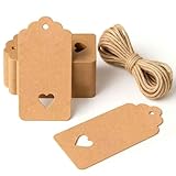 Geschenkanhänger 50 Stück Blanko Braune Papieranhänger mit Schnur 6x 5 cm für Hochzeitsgeschenke...