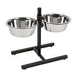 Kerbl Futterbar inklusive Edelstahlnäpfe, Stufenlos Verstellbarer Hunde Fressnapf, 2 x 2800 ml,...