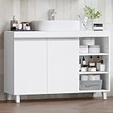 Hzuaneri Waschbeckenunterschrank, Badezimmerschrank mit 2 Türen und 3 offene Fächer, Badezimmer...