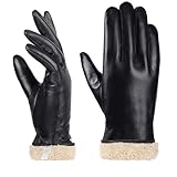 AOOSA Lederhandschuhe Damen, Weiches Futter, Touchscreen Winterhandschuhe, Warme Winterhandschuhe...