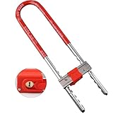 HESHANGWL Bügelschloss, U-Form, Rot, verstellbar, 14 mm Stahl, 5 Schlüssel, ideal für den Innen-...