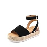DREAM PAIRS Damen-Espadrilles mit offener Zehenpartie, elegante Plateau-Sandalen zum...