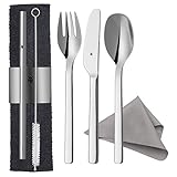 WMF my2Go, Edelstahl, Besteck Set 8-teilig, Outdoor Reisebesteck Set 1 Person, Campingbesteck mit...