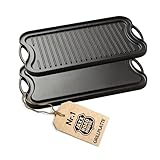 JAXX ROADHOUSE Gusseisen Grillplatte | Gussplatte zum Aufsetzen auf Holzkohlegrill/Gasgrill sowie...