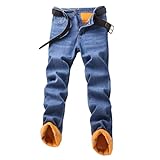 Generico Lange Jeans für Herren für Herbst und Winter, warme und schwere Arbeitshose für Herren,...