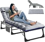 Ryuhic Sonnenliege Liegestuhl Klappbar, 200KG Belastbar Kippliege Gartenliege mit Matratze und...