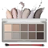 Erinde 10 Farben Matt Lidschatten Palette, Schwarz Smokey Eyes Set, Matte Gery Eyeshadow Palette,...