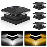 NATPOW 4 Stück Solar Pfostenkappe, 2 Modi LED Pfostenleuchte Solar IP65 Wasserdicht Pfostenlampen...