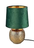 Reality Leuchten Tischleuchte Sophia R50821015, Keramik goldfarbig, Samtschirm gürn oder...