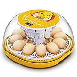 TRIOCOTTAGE Brutautomat Eier Inkubator für 12 Eier brutmaschine mit automatischem Wenden der Eier,...
