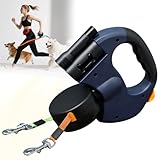 3m Hundeleine Doppelleine für 2 Hunde, Rollleine Einziehbare Hundeleine mit LED Licht, Automatische...