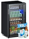 Devoko Getränkekühlschrank mit Glast,93L Minikühlschrank,mit RGB LED Lichtern,verstellbare...