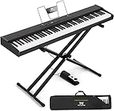 MUSTAR E Piano Digital 88 Tasten, Keyboard mit halbgewichteten & Bluetooth, Portable Set mit Sustain...