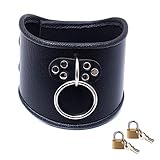 Roluck Leder Halsbänder mit Große O-Ring 2 Schloss Flirt Gothic SM Choker Abschließbar Halsfessel...