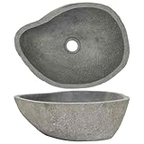 vidaXL Waschbecken Flußstein Naturstein 37-46cm Aufsatzwaschbecken Waschschale Steinbecken...