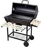 SunJas Grillwagen Holzkohlegrill, BBQ Grill Holzkohle mit Rädern, Anthrazit Standgrill, Grillkamin...