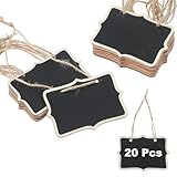 20 Stück Klein Kreidetafel zum Aufhängen 8x6 cm Mini Tafeln zum Beschriften, Buffet Schilder...