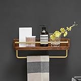 Wandmontiertes Duschregal aus Massivholz, Badezimmer-Regal für Shampoo, Handtücher, Kosmetik und...