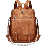 Leathario Rucksakck Damen Wasserdicht,Veganes Leder Cityrucksack,Rucksackhandtasche Mittelgroß,...