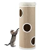 SOARS Kratztonne für Katzen XXL, 113 cm Katzentonne mit 3 Höhlen und abnehmbarem Plüschbett,...