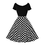 Odizli Rockabilly Kleider Damen Vintage Retro 50er Jahre Petticoat Kleid 1950er 60er Off Shoulder...