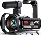 Videokamera Camcorder 8K 64MP WiFi Vlogging Camera mit IR Nachtsicht für YouTube,...