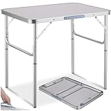 tectake® Klapptisch, Campingtisch klappbar, leicht und wetterfest, Alu Campingtisch mit Tragegriff,...