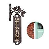 Relaxdays Welcome Schild, Vögel, Antik-Design, Willkommensschild für Wand, Garten, Gusseisen, 39,5...