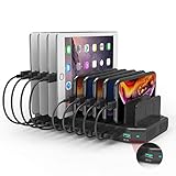 Alxum 60W Multi USB Ladestation 10 Ports mit QC 3.0 Ladestation Mehrere Geräte Schnelles für...