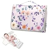 Wiederverwendbare Wickelunterlage mit Taschentuchtasche, tragbare Baby-Wickelunterlage für Mädchen...
