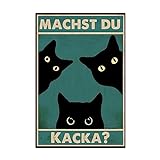 Yiruhe “Machst du Kacka? Witziges Schwarze Katze Schild - Lustige Badezimmer Wanddekoration,...