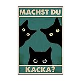 “Machst du Kacka?' Witziges Schwarze Katze Schild - Lustige Badezimmer Wanddekoration, 30x20cm (DE...