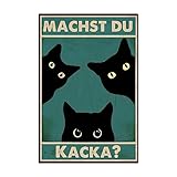 Yiruhe “Machst du Kacka? Witziges Schwarze Katze Schild - Lustige Badezimmer Wanddekoration,...